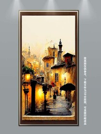 北欧城市风景玄关装饰画