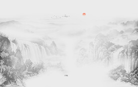 禅意水墨山水画