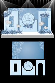 蓝色婚礼KT板设计PSD分层