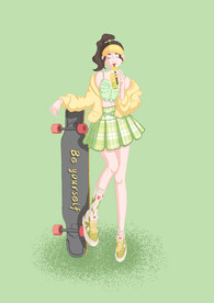 滑板女孩