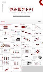 红色简约述职报告商务汇报PPT