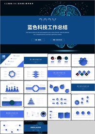 蓝色科技工作总结计划汇报PPT