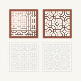 正方形窗花格 花窗 中式图案
