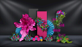 红蓝色婚礼迎宾区