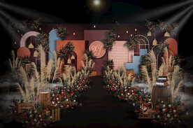 红橙色婚礼仪式区