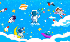 卡通星空宇航员