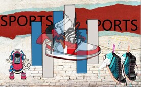 复古运动休闲服装店背景墙壁画