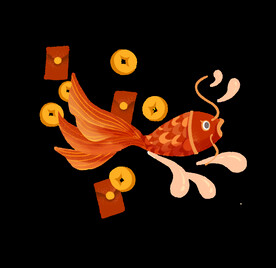  新年好运锦鲤鲤鱼免抠