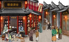 古代中医堂养生保健壁画