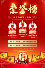 销售荣誉排行榜海报