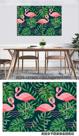 手绘梦幻火烈鸟热带植物无框画