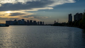 运河泗阳城市风光延时