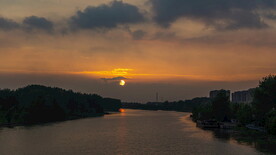 京杭大运河日落晚霞延时摄影