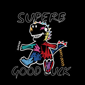 彩色涂鸦恐龙印花图案