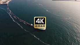 海岛上红色灯塔美景