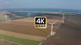 乡间田地风力发电机美景