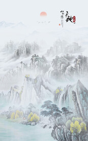 新中式别墅背景墙