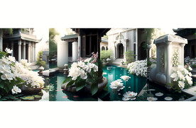 中式古典建筑白莲花