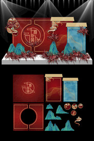 高端红蓝新中式主题婚礼设计