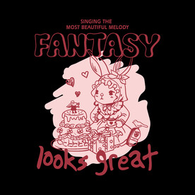 卡通线条兔子印花