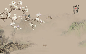 新中式花鸟画背景墙