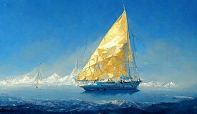 大海金色帆船装饰画