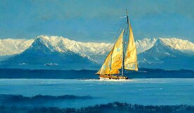 金色帆船装饰画