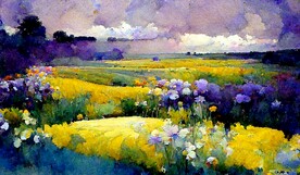 纯手绘花海装饰画