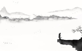 禅境水墨山水画