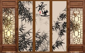 复古怀旧古代茶茶楼背景墙壁画