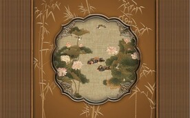 新中式荷花国画电视背景墙