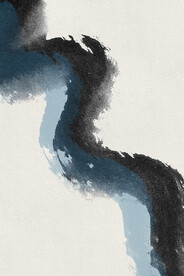 蓝色水墨河流毛笔笔刷素材