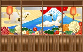 日本料理餐饮背景墙壁画