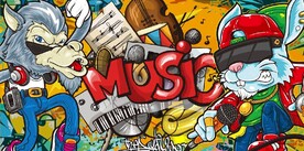 嘻哈音乐接头涂鸦背景墙壁画