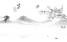 人气 意境灰色山水 Tif分层