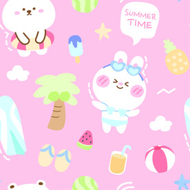 沙滩眼镜兔子椰子树