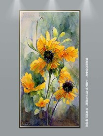 手绘向日葵古典装饰画