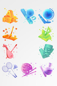 教育培训矢量渐变学科元素