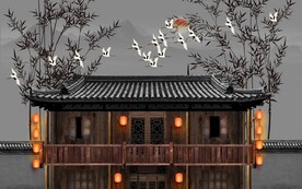 中式古建筑竹林风景壁纸