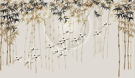 新中式水墨竹林风景背景墙壁画