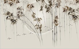 新中式水墨竹林风景背景墙壁画