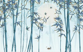 新中式水墨竹林风景背景墙壁画