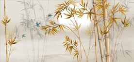 新中式金色竹林背景墙壁纸