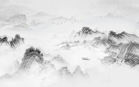 新中式水墨山水国画电视背景墙