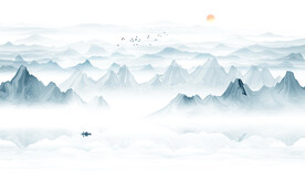 禅意水墨山水画