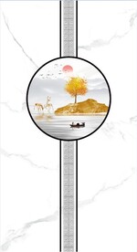 灰白根大理石玄关背景墙 山水画