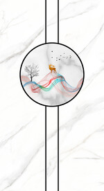 灰白根大理石玄关背景墙抽象弧线