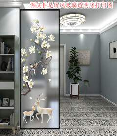 高清分层透明底屏风玻璃打印图