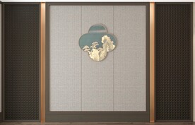 新中式直播背景墙