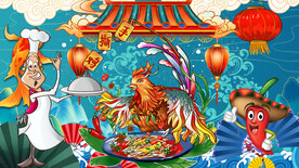 国潮手撕鸡插画